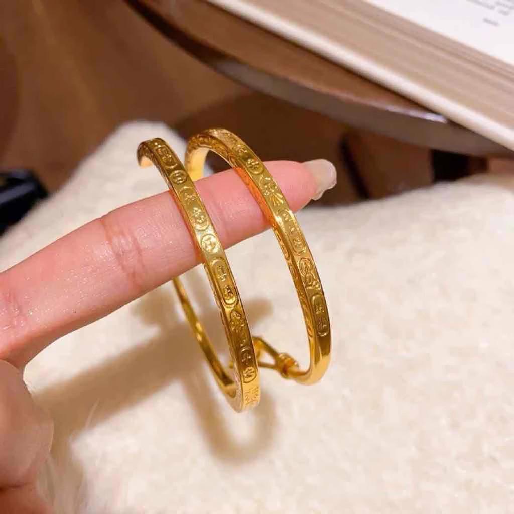 2025 Chinese Style Golden Auspicious Open Cuff Bangle for Women - Ancient Sand Gold Stackable Half-Bangle Bracelet