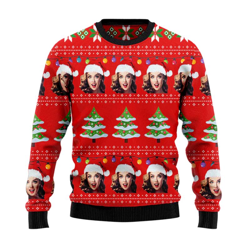 2026 New Funny Custom Face Ugly Christmas Sweater Personality Holiday Xmas 3D Printed Sweatshirts Casual Oversized Unisex Tops
