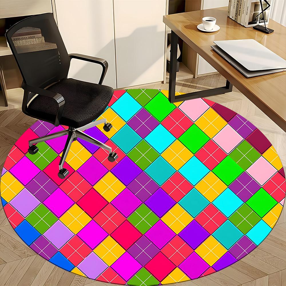 1pc Colorful PatternChair Carpet for Office, Indoor Non-Slip Washable Polyester Fiber Carpet, Mat For Office, Machine Washable