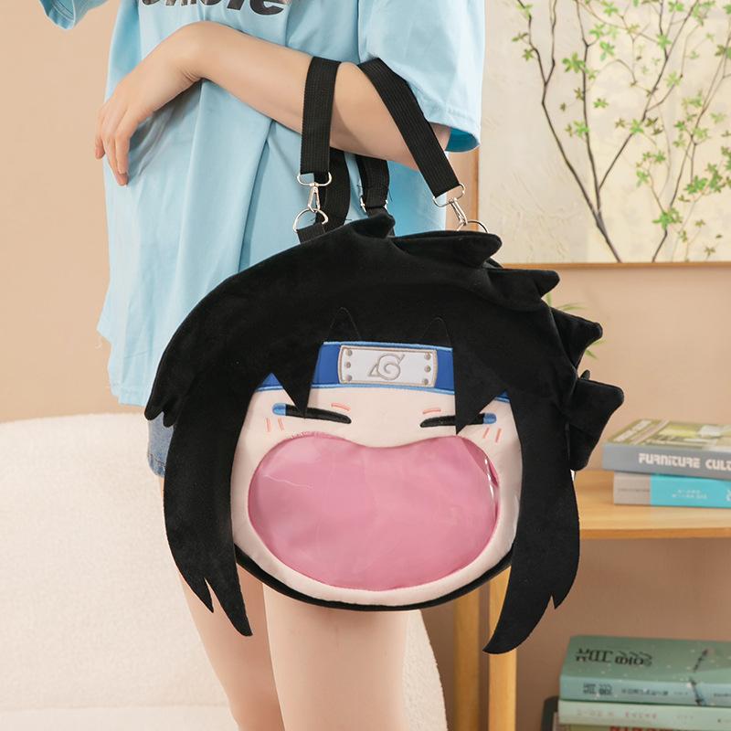 Naruto Shinjuku Uchiha Sasuke Big Mouth Peripheral Doll Storage Double Shoulder Crossbody Satchel Gift