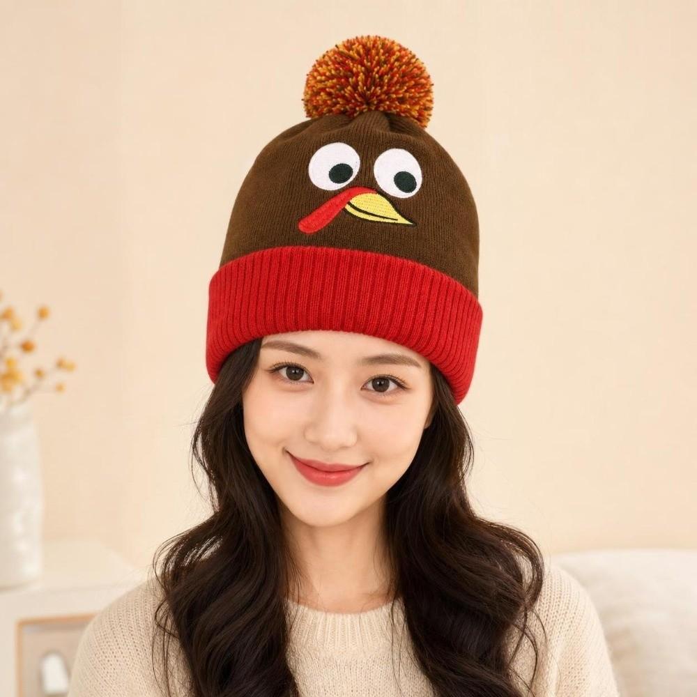 Windproof Turkey Hat Thickened Warm Pullover Hat Funny Knit Beanies Thanksgiving Party