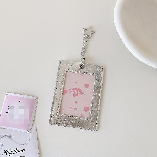 INS Star Design Leather Photocard Holder 3 Inch Cute Kpop Idol Card Display Keychain Pendant Student Campus Case for Girls