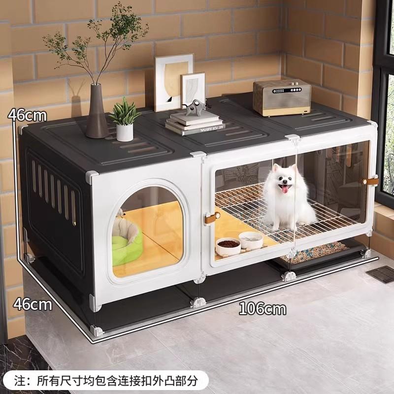 Cage pour Petit Chien avec Toilettes Luxe Une Pièce Un Salon Villa pour Animaux de Compagnie Cage pour Chiots avec Zone Toilettes Séparée Maison pour Chiens d'Intérieur
