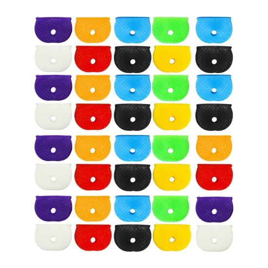 24/32/40 Pcs Colored Key Caps Flexible Round Rubber Key Covers Semi-circular Key Tags Identifiers for House Keys Non Odd-Shaped Keys