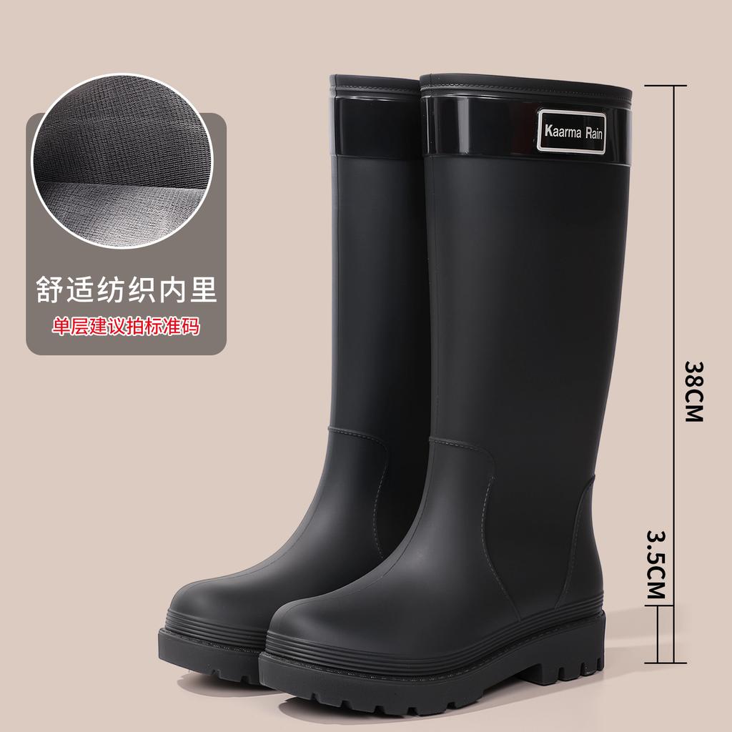 Damen Regenschuhe Spritzschutz Bündchen hoher Regenstiefel Macaron Höhe erhöhend dünn rutschfest Regenstiefel wasserdicht Outdoor Gummischuhe