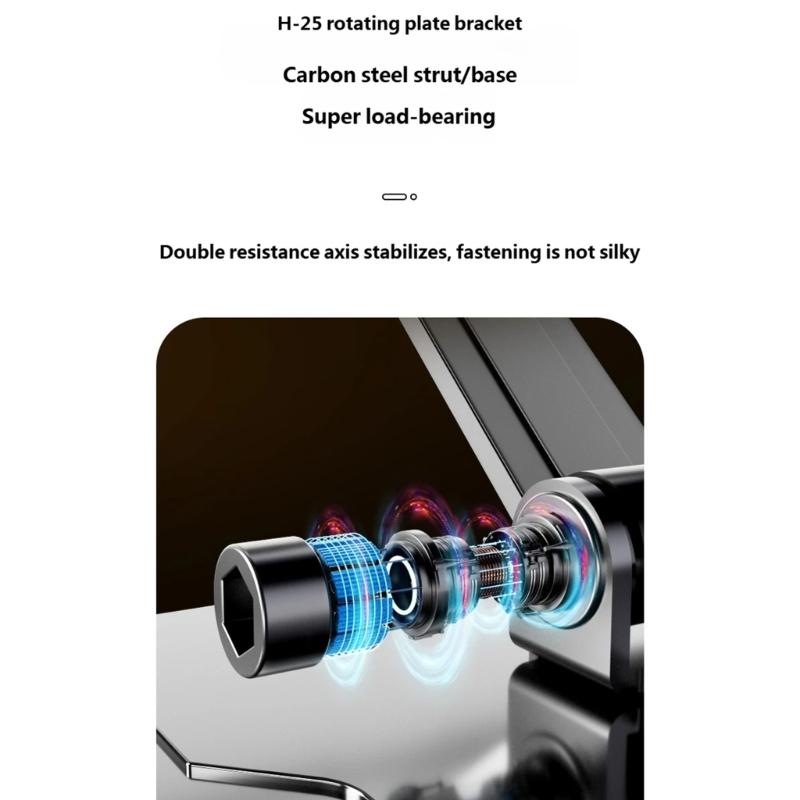 Foldable Carbon Steel Tablets Stand Adjustment Height 360Degree Rotating Base Ventilated Slip proof Optimaled Viewing