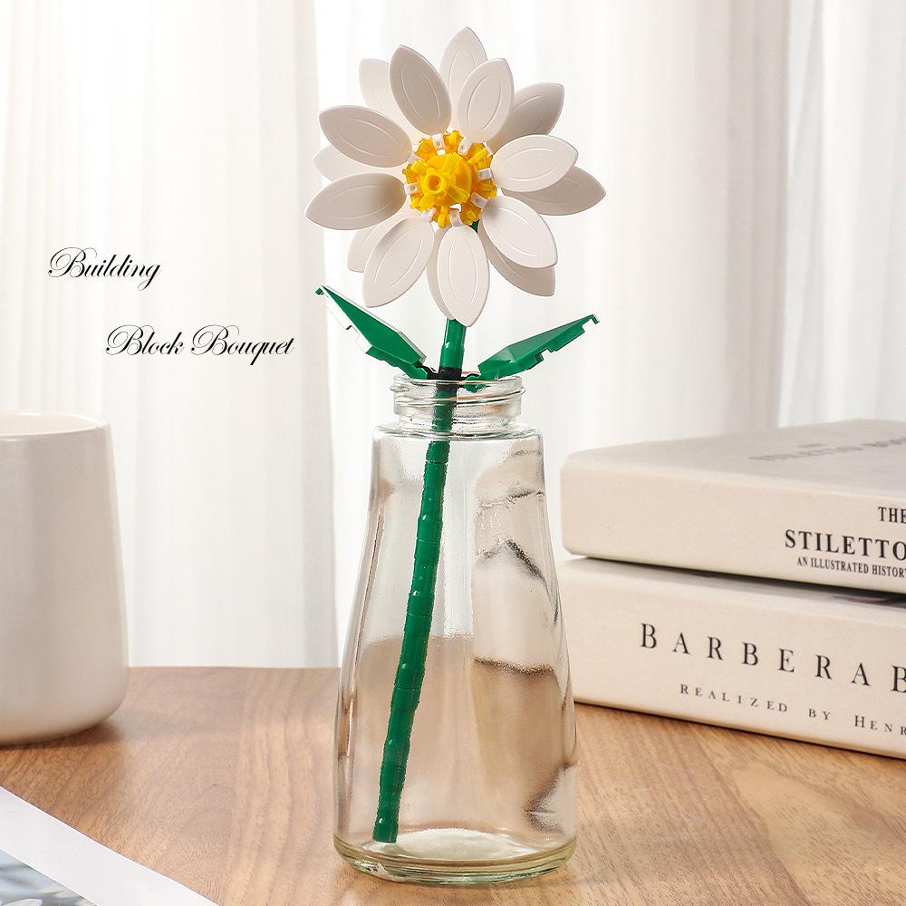 Bionic Eternal Flower Building Blocks: Sunflower and Rose Assembly Toy for Children