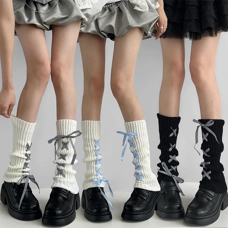 Y2K Women's Leg Warmers Japanese Lolita Long Socks Wool Knitted Foot Cover Arm Warmer Autumn Winter Crochet Heap Sock Boot Cuffs