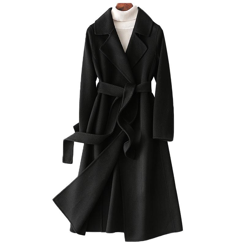 Hepburn-Style Women's Slim Fit Double-Faced Cashmere Wool Coat 2024