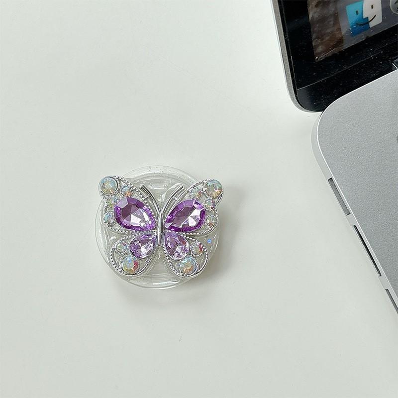 

Korean Ins Feng Shui Diamond Butterfly Premium Phone Airbag Stand Lazy Desktop Watching Support Folding Ring