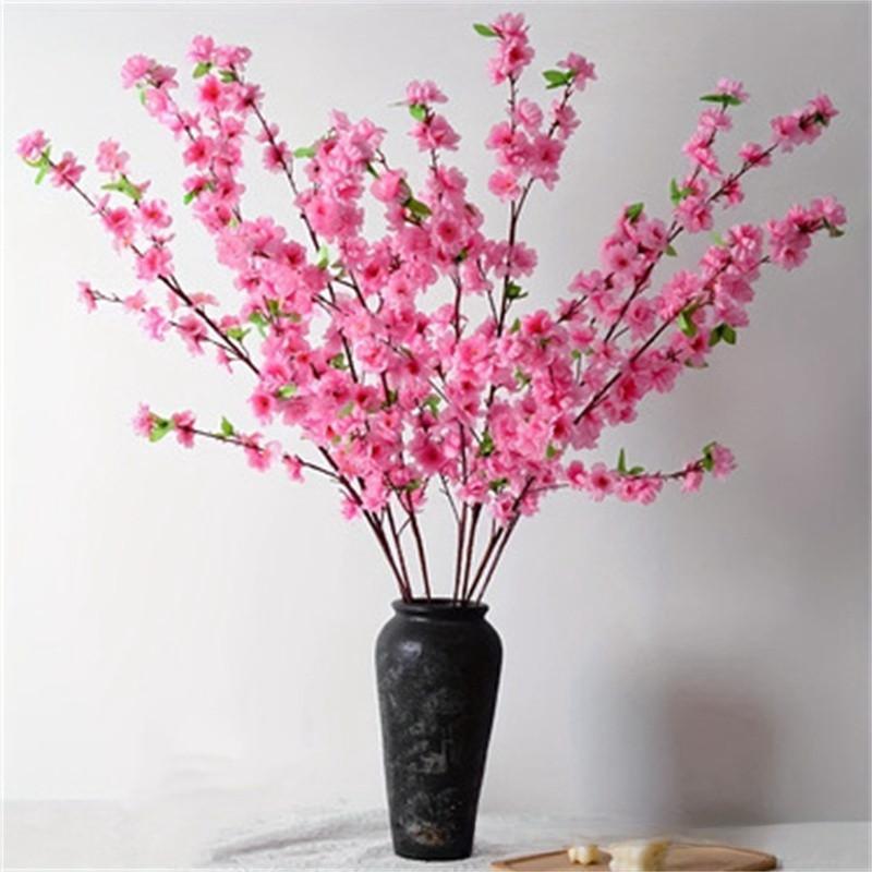 10pcs/lots Artificial Flower Peach Blossom Landscape Peach Blossom Branch Artificial Plum Branch Wedding Home Decoration Fake Flower Silk Flower