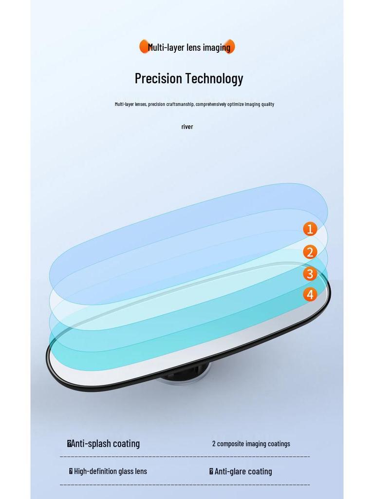 Bilspegel med sugkopp för interiör med stort synfält för förbättrad backning och observation