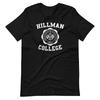 HILLMAN COLLEGE Black Graphic Tee Shirt Unisex 100% Cotton T-shirt Mens Tees Top