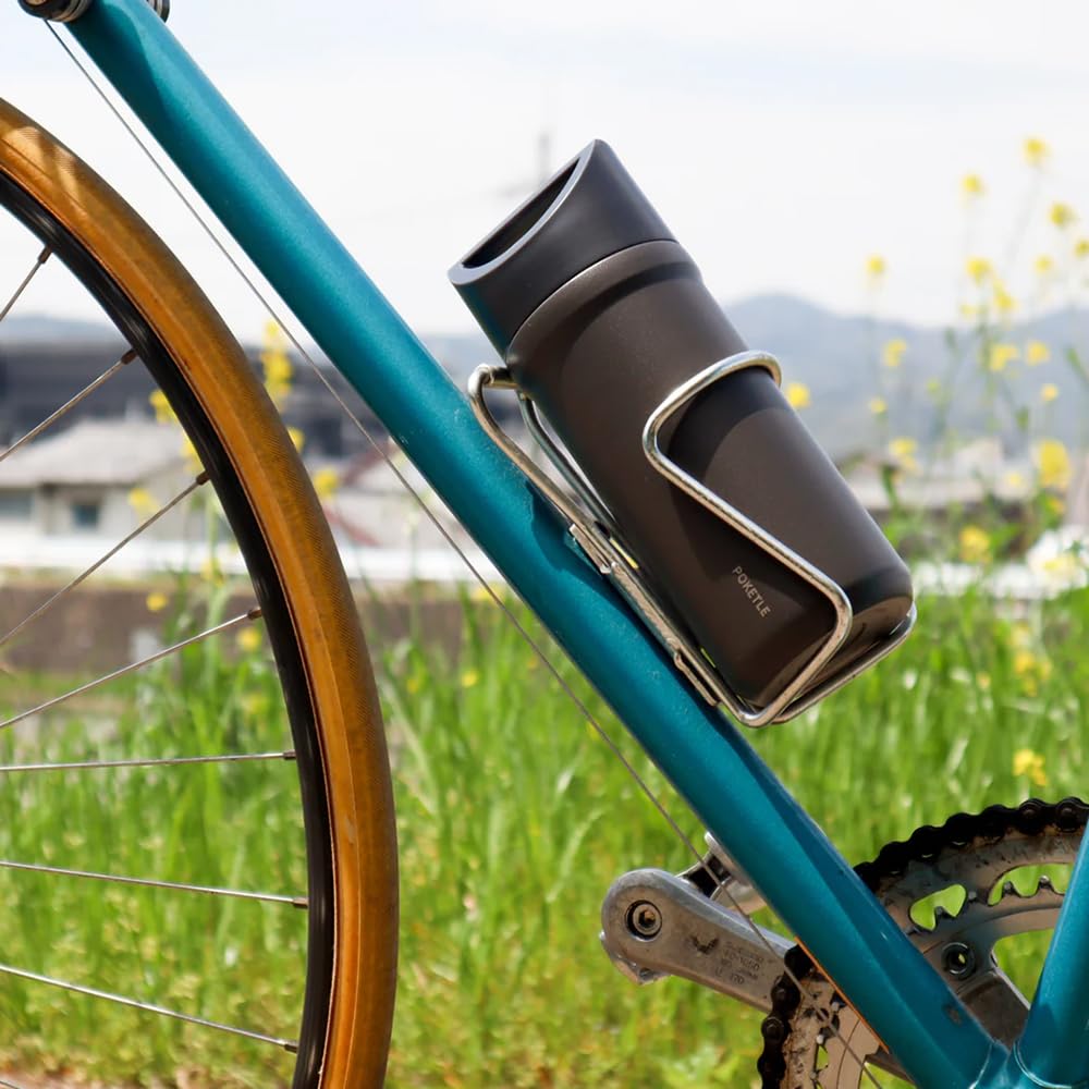 POKETLE 380ml Mug Bottle, ColdHot Water Bottle, Lightweight, with Handle, Vacuum Insulated, Stainless Steel Bottle, Sand Beige