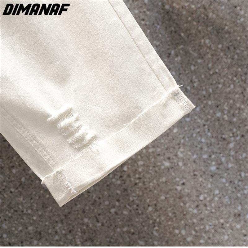 DIMANAF 2025 Taglie Forti Jeans Estivi Pantaloni Donna Pantaloncini Elasticizzati Larghi Casual Strappati Pantaloni Basic in Denim Bianco 5XL