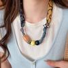 Multicolor Wood Bead Necklace Clavicle Chain Bohemian Choker Patchwork Cloth Chain Necklace  Girls
