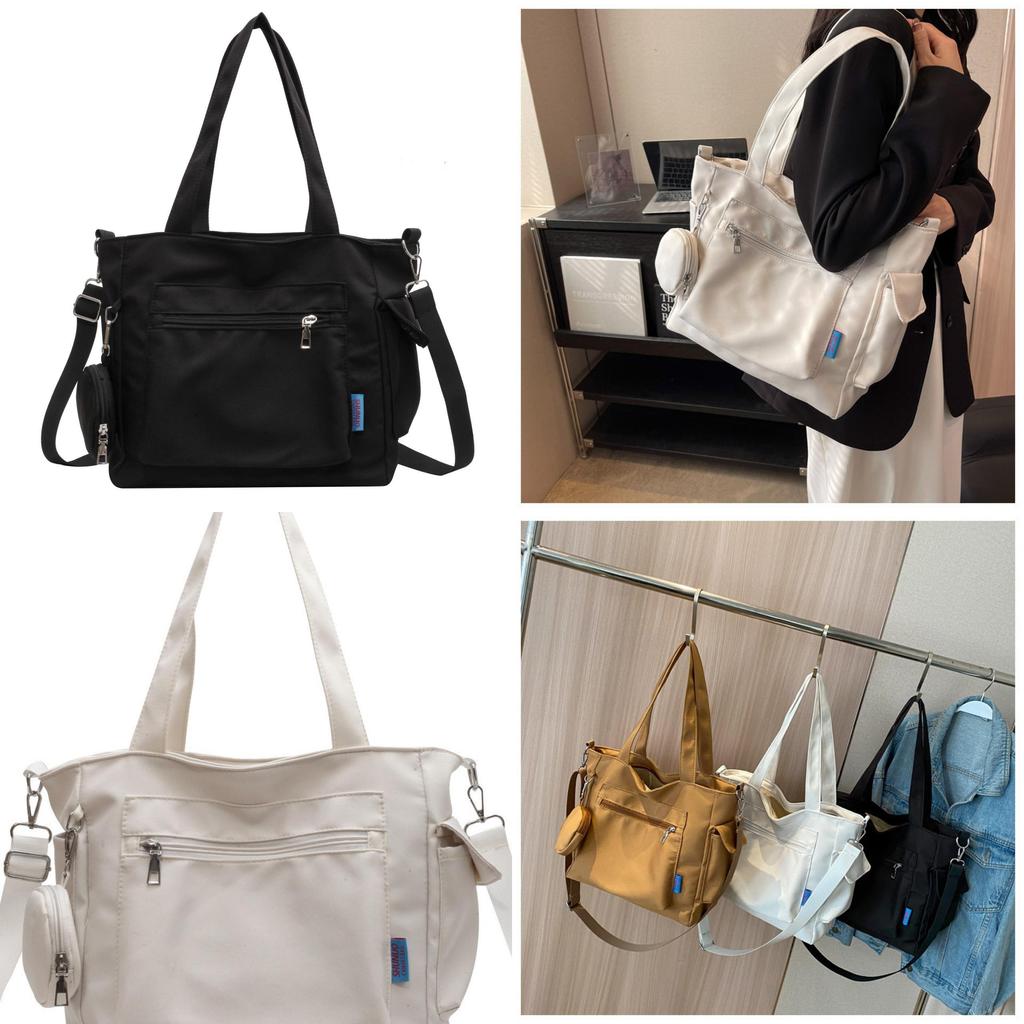 Simple Solid Color Large Capacity Women Casual Oxford Cloth Tote Bag For Students And Commuters