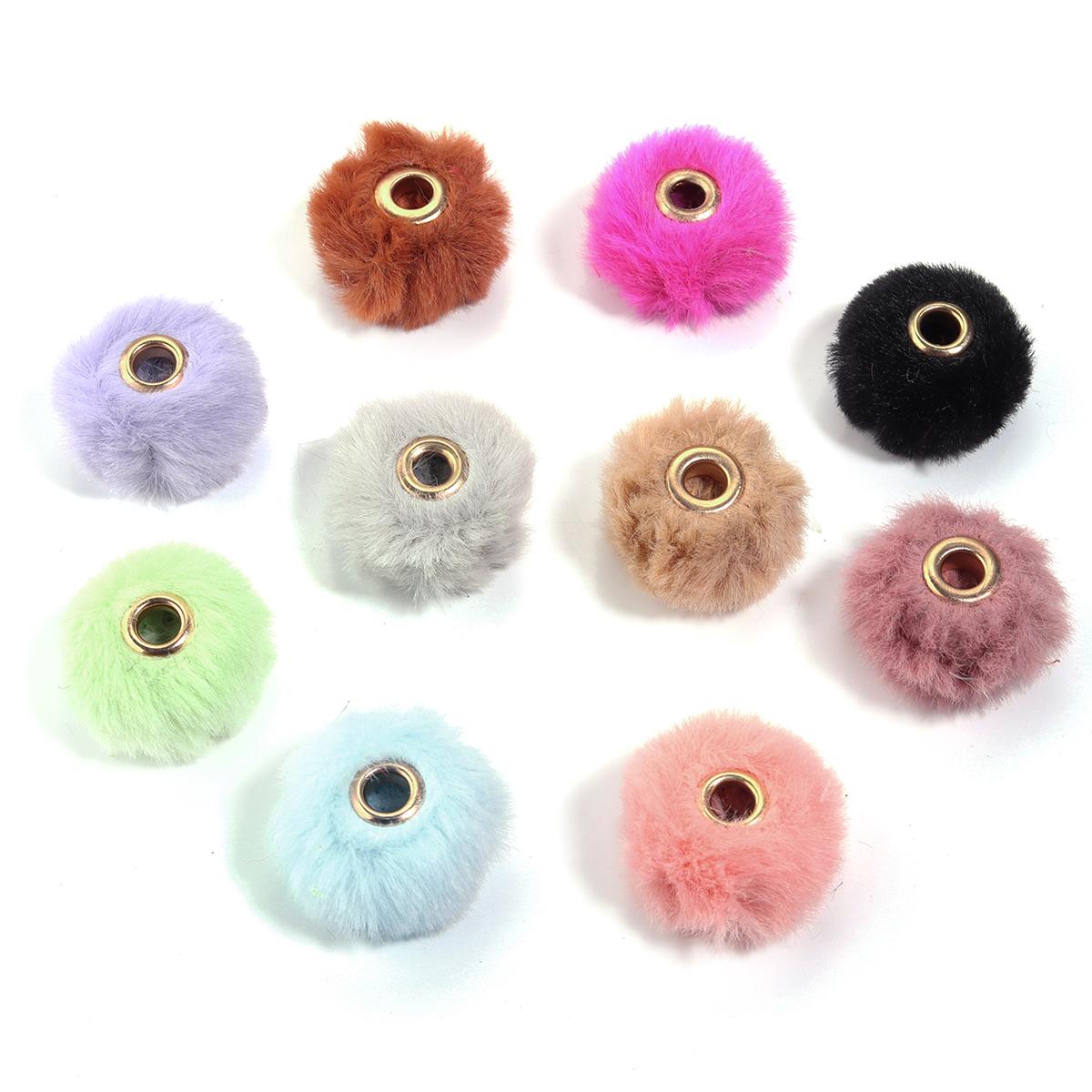 

10pcs/lot 20mm Plush Fur Covered Ball Beads Pompom Spacer Beads For Jewelry Making DIY Bracelet Necklaces Keychain Accessories