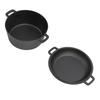 Oven Pot with Skillet Lid Cooking Pan 4.7L Cast Iron Dual Handles Cookware Pot Set for Bread Frying