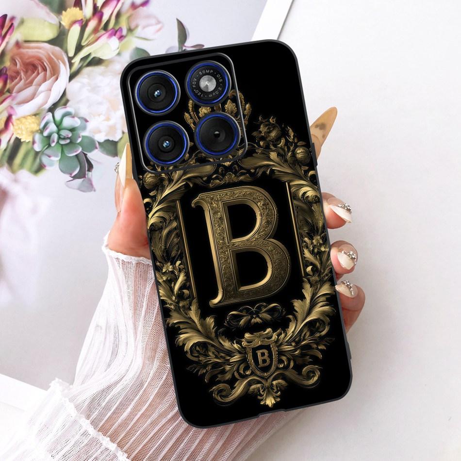 For Motorola Edge 70 Royal Crown Initial Letter Couple Phone Case For Motorola Moto X70 Air Edge70 Black Silicon Soft Bumpers