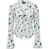 Women's Pleated Gradient Flared Sleeve Top
