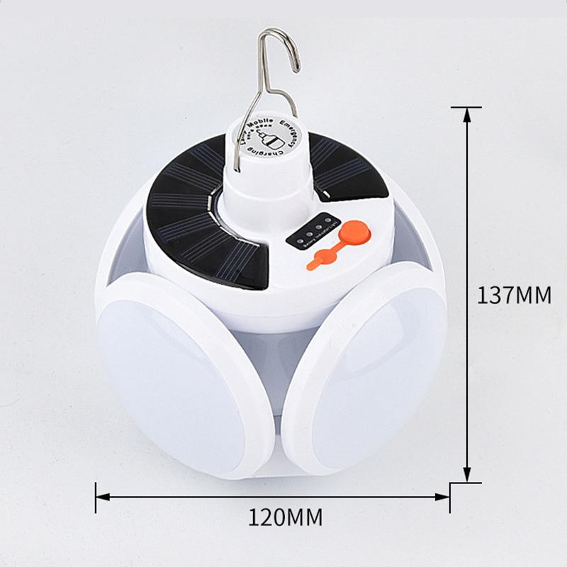 Deformable LED Bulb Folding White Spherical Solar LED Emergency Light Bulb for Outdoor Camping Night Market USB Dual