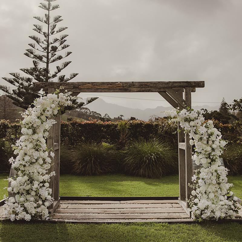 White Horn Artificial Floral Art Wedding Arch for Photography & DIY Decorations
