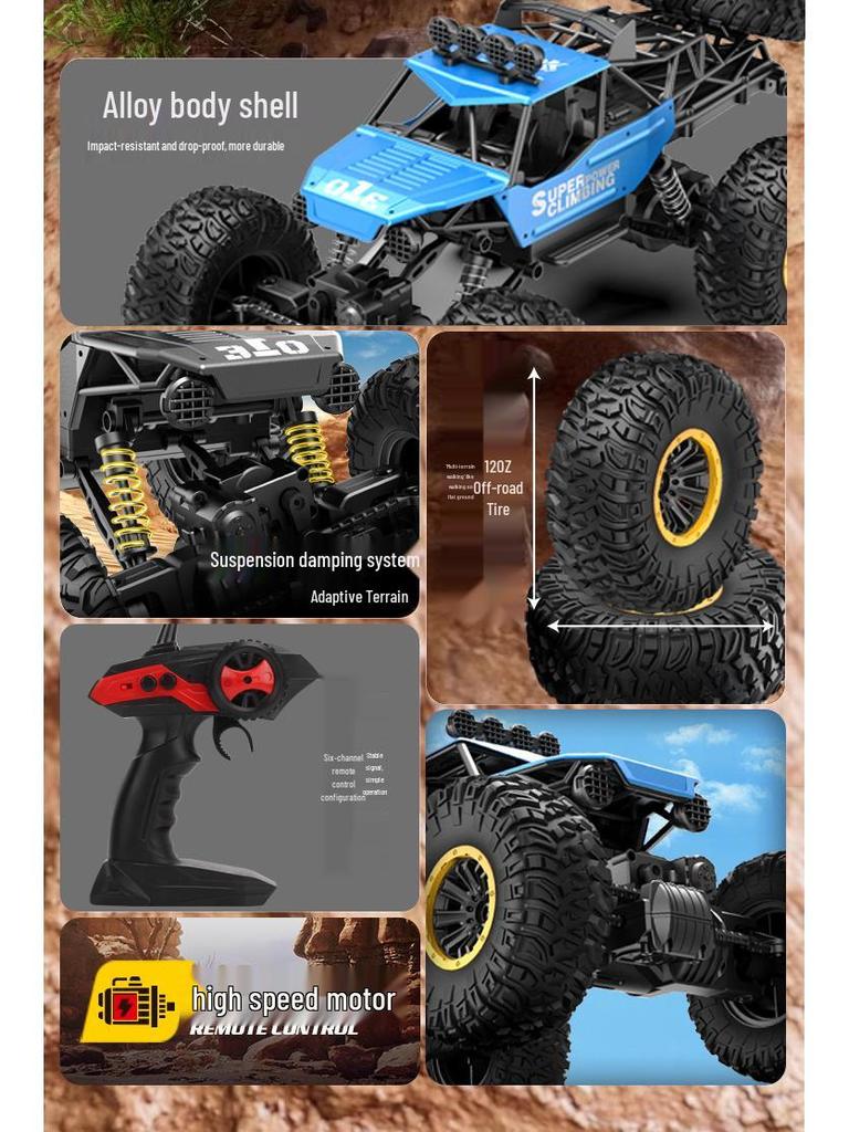 Rechargeable High-Speed 6-Wheel Off-Road Remote Control Climbing Car for Boys