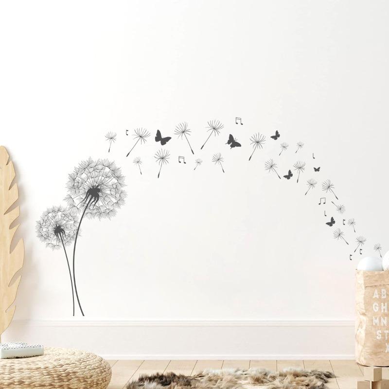 1 Pezzo Fiore di Tarassaco Sagomato Farfalle Adesivi Murali per Stanza dei Bambini Decalcomanie Murali Decorazioni per la Casa Sfondo Decorazione Camera da Letto