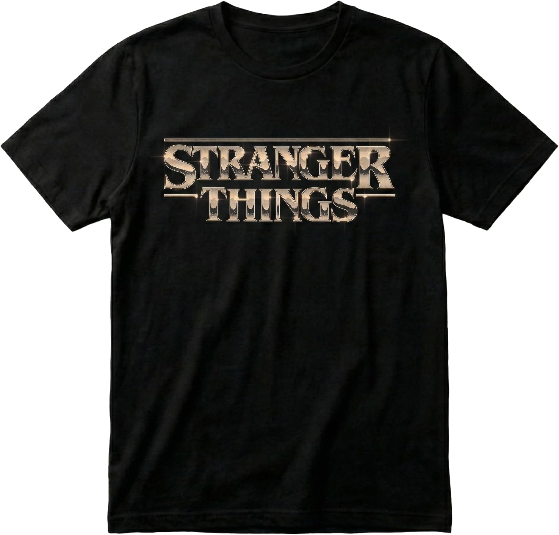Stranger Things Classic Logo Shimmering Hawkins Eleven Adult T-Shirt S