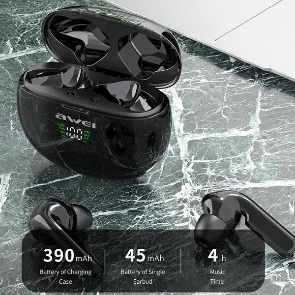 Awei Słuchawki Bluetooth 5.0 T15P Tws+ Stacja Dokująca Czarny/Black