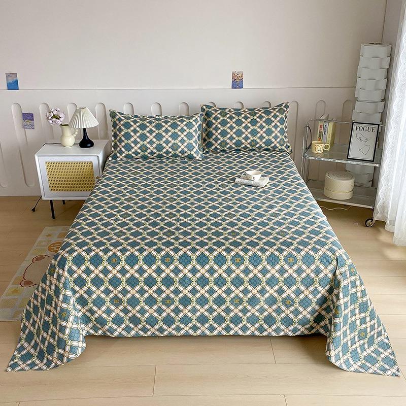 Simple Modern Plant Flower Printed Aloe Vera Cotton Brushed Bed Sheet Bedroom Printed Bed Cover Juego De Tres Piezas En La Cama