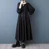 Rochie neagră vintage cu mânecă lungă, mărimi mari, nouă, pentru femei, casual, largă, primăvară-toamnă