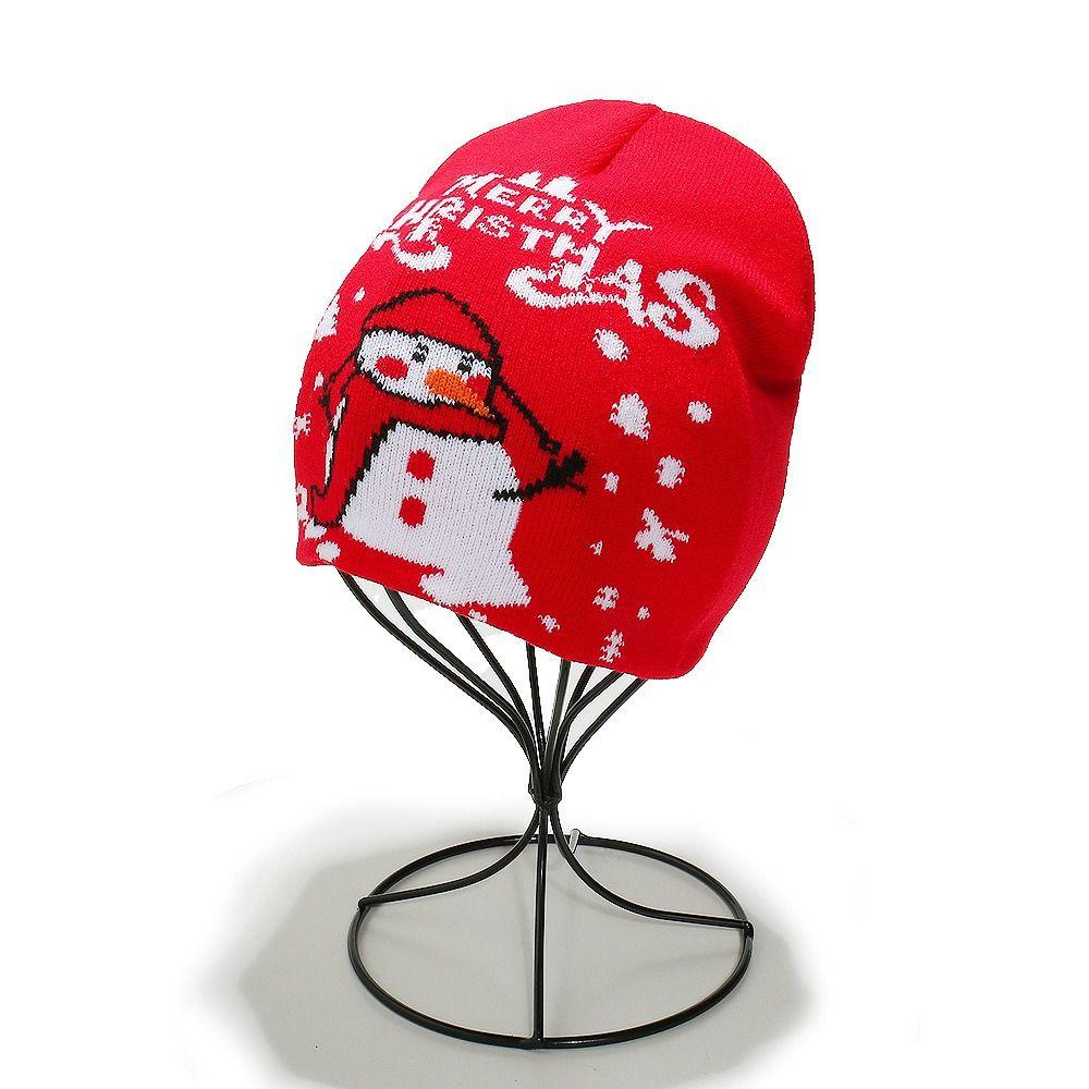 Reindeer Red Knitted Woolen Hat Christmas Tree Pullover Cap Santa Claus Beanie Hat  Women