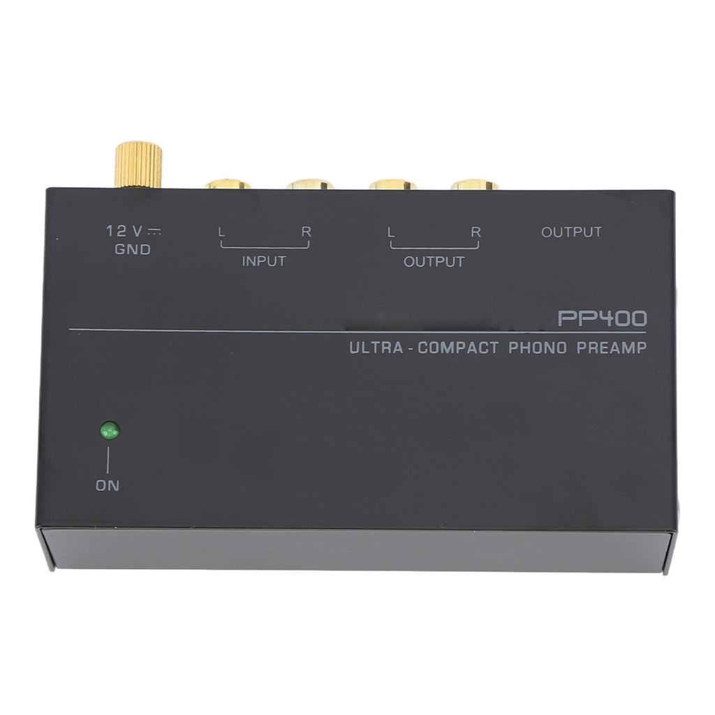 PP400 Phono Preamp Ultra Compact Phono Turntable Preamp Preamplifier for Record Player 100‑240V US Plug