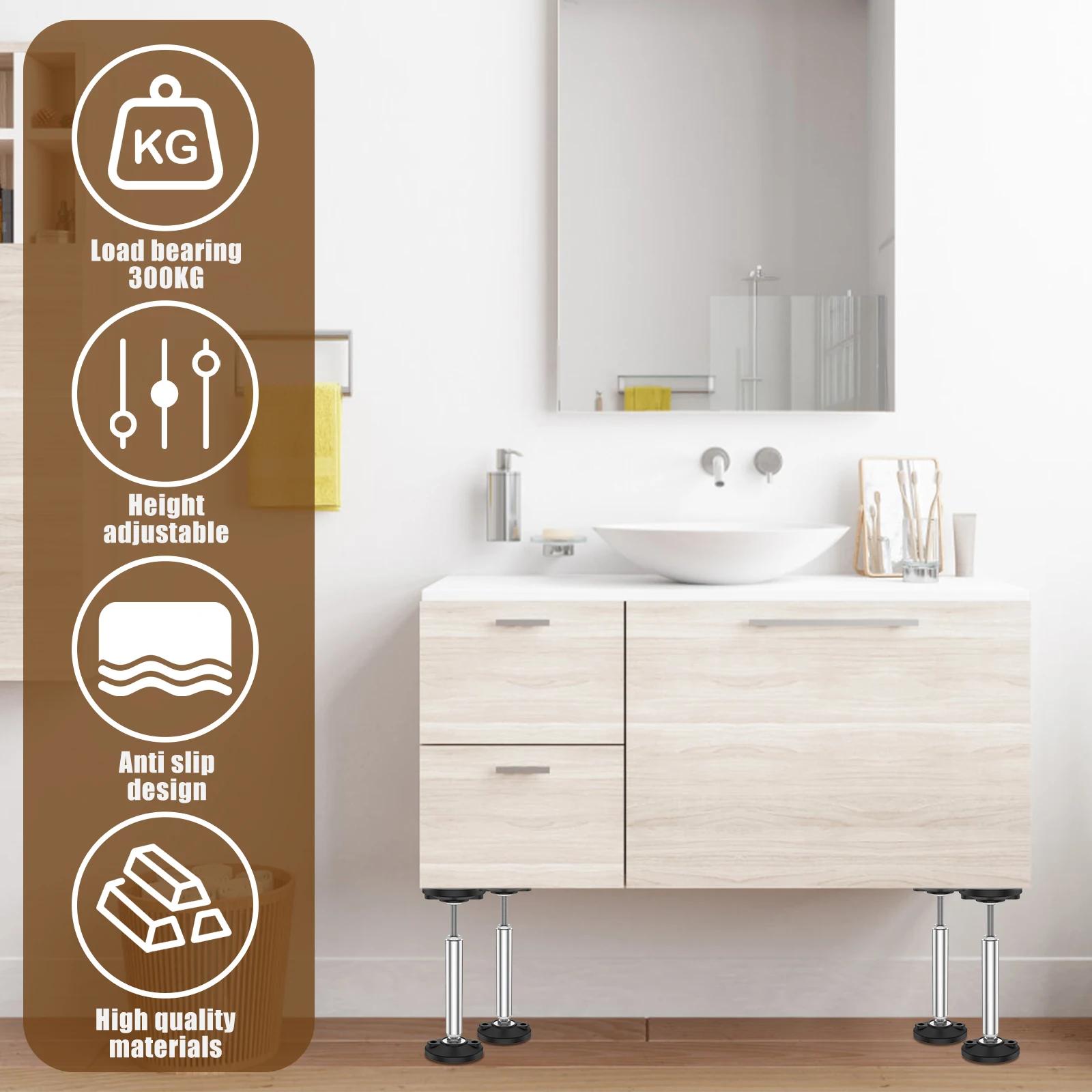 2Pcs Telescopic Support Rod Stainless Steel Cabinet Support Pole 300kg Weight Capacity High Hardness Sink Support Bracket