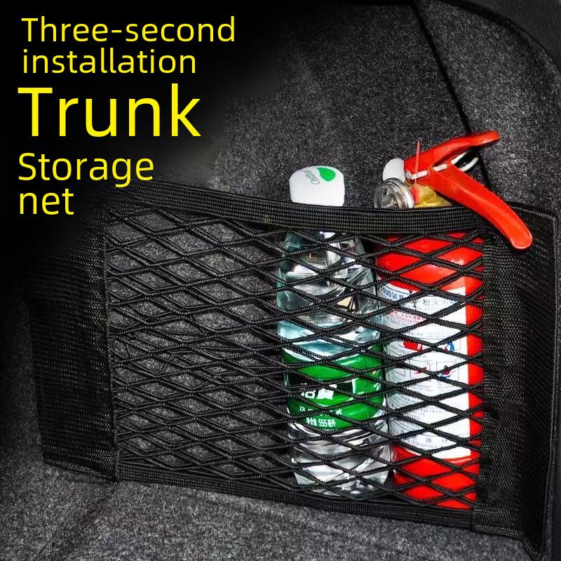 Dvouvrstvý síťovaný organizér do kufru auta na suchý zip s držákem na hasicí přístroj