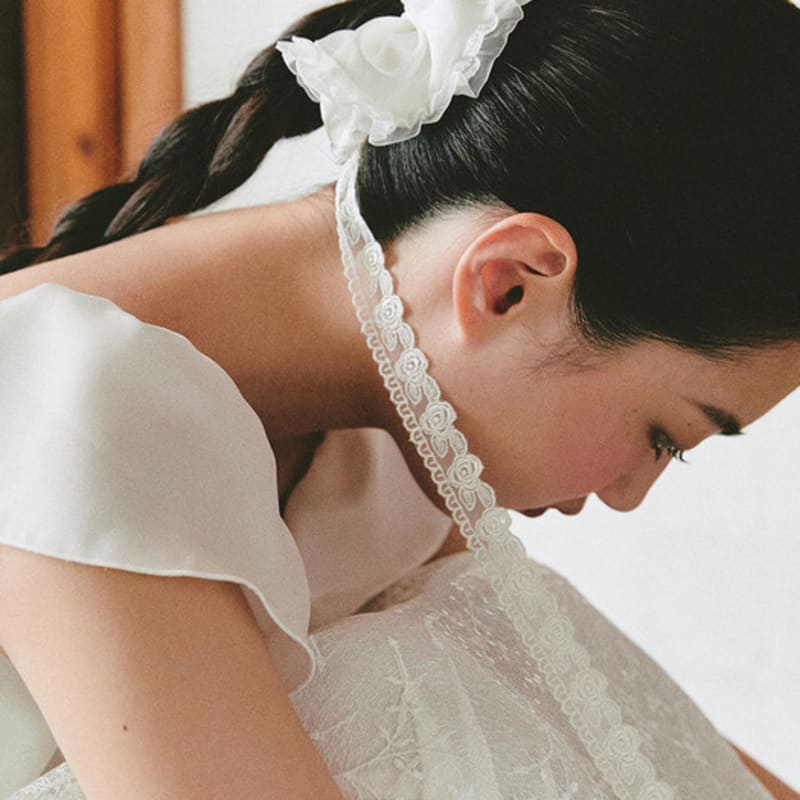 GANISONG Bridal Rapunzel Scrunchie_white