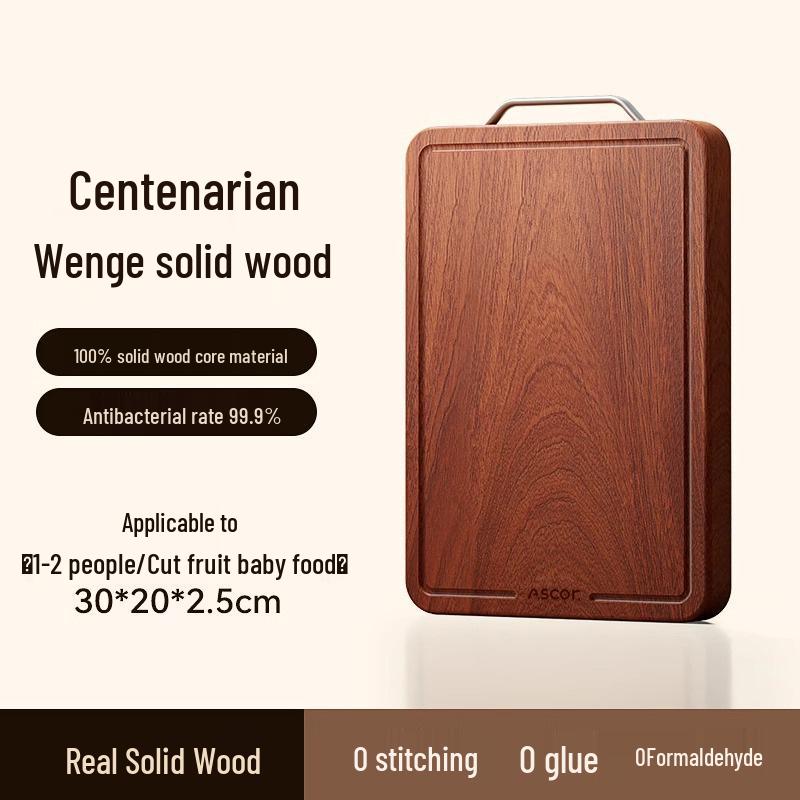 Mildew-Proof Wenge Wood Double-Sided Cutting Board - Food-Grade Solid Wood Chopping Board for Kitchen