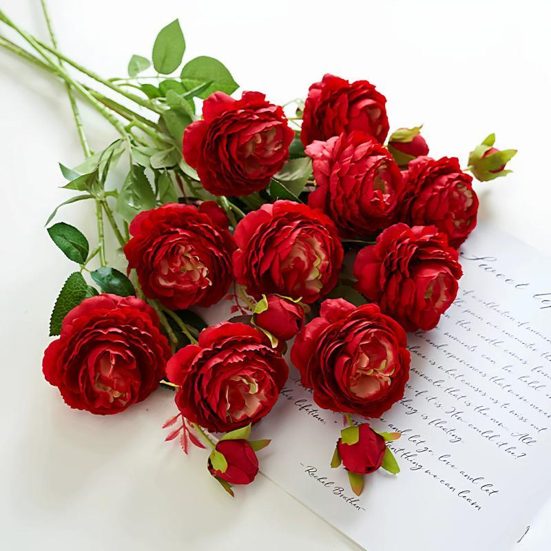 Artificial Silk Peonies Bouquet 4/8Pcs Non-Fade Fake Flowers for Wedding Outdoor Yard Home Party Decoration