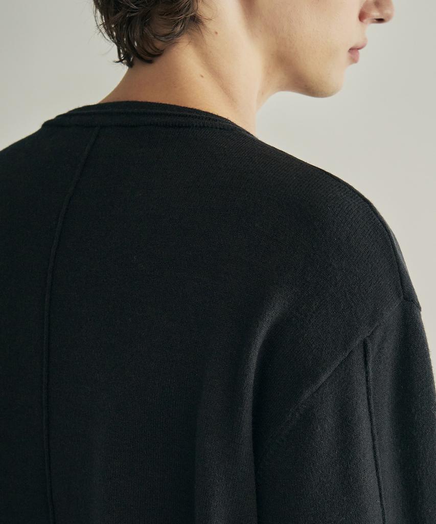 ROTEMBER Washable Soft Pintuck V-Neck Crop Knit [2 Colors]