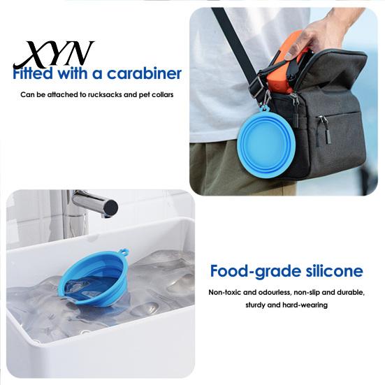 Lightweight Pet Feeder Foldable Dog Bowl, Collapsible Cat Bowl with Carabiner, Portable Silicone for Dogs Cats Travel Camping