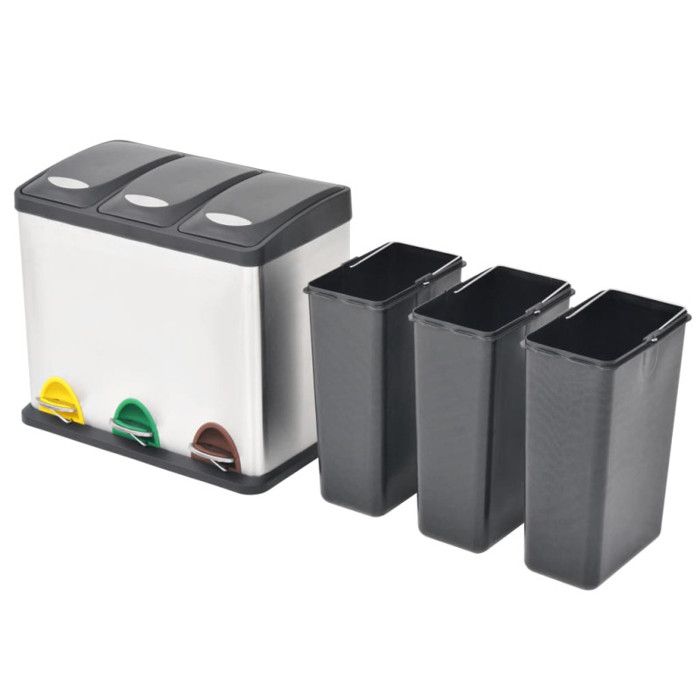 VidaXL Poubelle à ordures Acier inoxydable 24 L