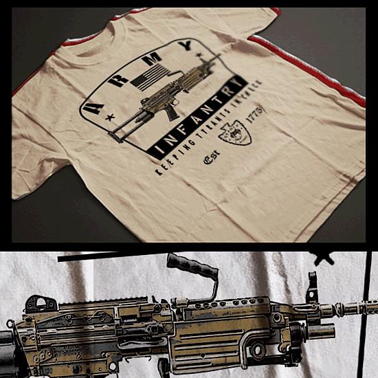 

Combat t-shirt military Army Infantryman Machine Gunner Tactical assault tee S