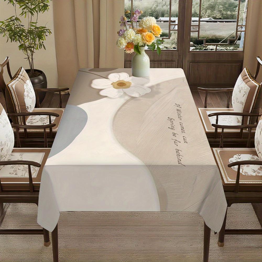 JIT + 1pc Polyester Tablecloth, Simple Floral Pattern Tablecloth, Woven Rectangular Table Coverzyc