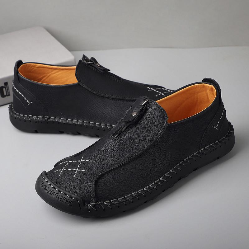 

Модная мужская повседневная кожаная обувь ручной работы, уличная мужская обувь для вождения на мягкой подошве, лоферы 38 чёрный