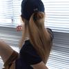 Elssibeui Lettering Washed Cotton Ball Cap_Navy