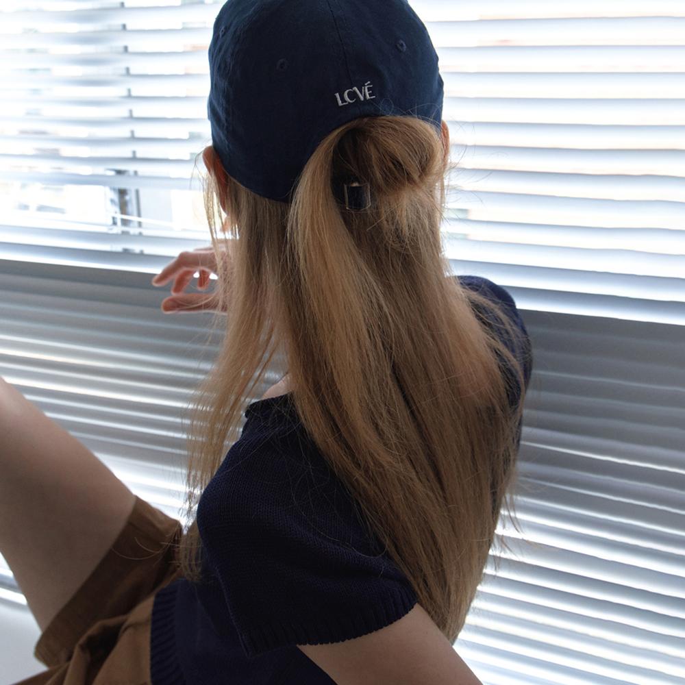 Elssibeui Lettering Washed Cotton Ball Cap_Navy