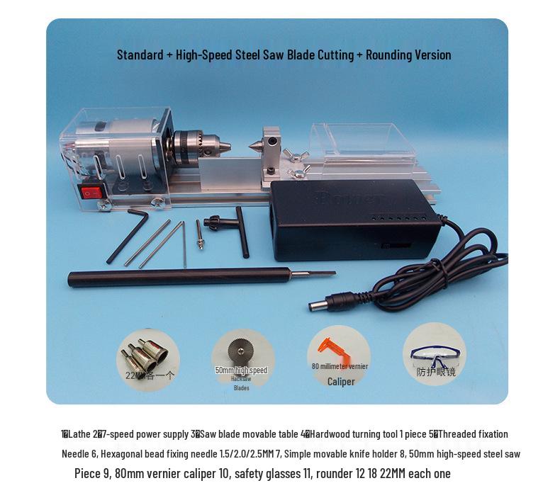 Mini DIY Buddhist Beads Woodworking Lathe: Grinding, Polishing, Cutting Machine