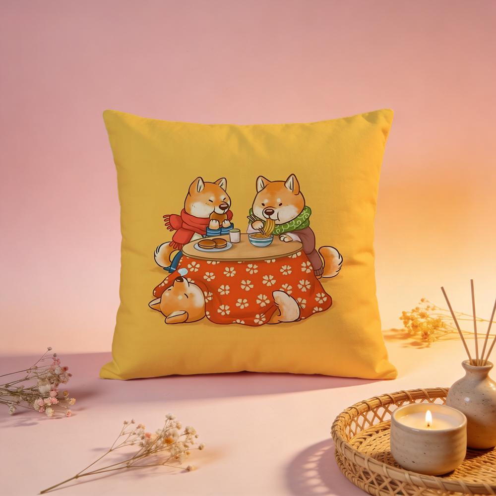 Cute Shiba Inu Cartoon Cushion Cover Comfortable Durable Pillow Cover MultiScene for Home Office Car Sofa